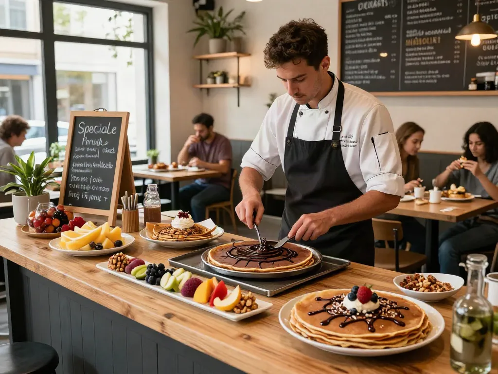 Indulge in rokok 88's delicious dark chocolate crepes at a cozy café atmosphere.